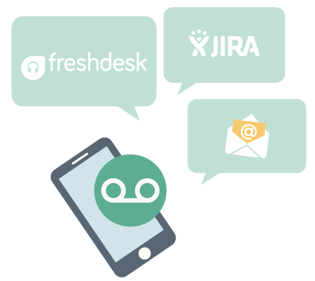 Receive voicemails via Email, JIRA, or Freshdesk