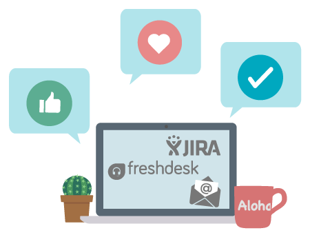 Receive feedback via email, JIRA, or Freshdes